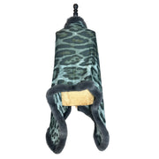 Deep Storm Grey Leopard Print Faux Fur Statement Scarf