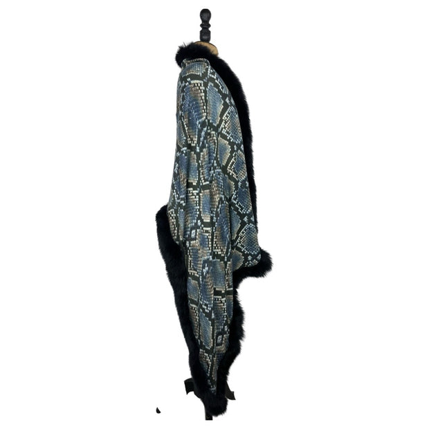 Snakeskin Print Scarf with Full Trim