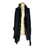 Plain Colour Cashmere Blend Scarf With One Side Fur