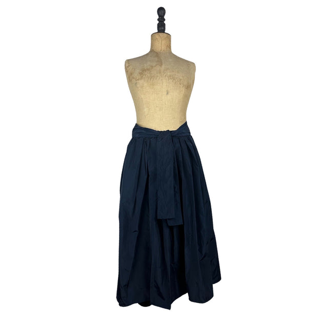 Full Pleated Puff Skirt with Tie Waist