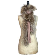 Plain Colour Cashmere Blend Scarf With One Side Fur