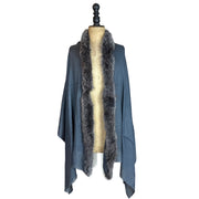 Plain Colour Cashmere Blend Scarf With One Side Fur