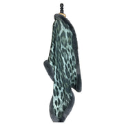 Deep Storm Grey Leopard Print Faux Fur Statement Scarf