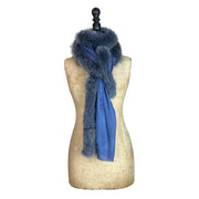 Plain Colour Cashmere Blend Scarf With One Side Fur