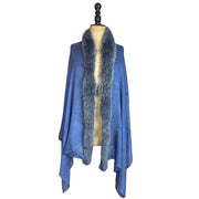 Plain Colour Cashmere Blend Scarf With One Side Fur