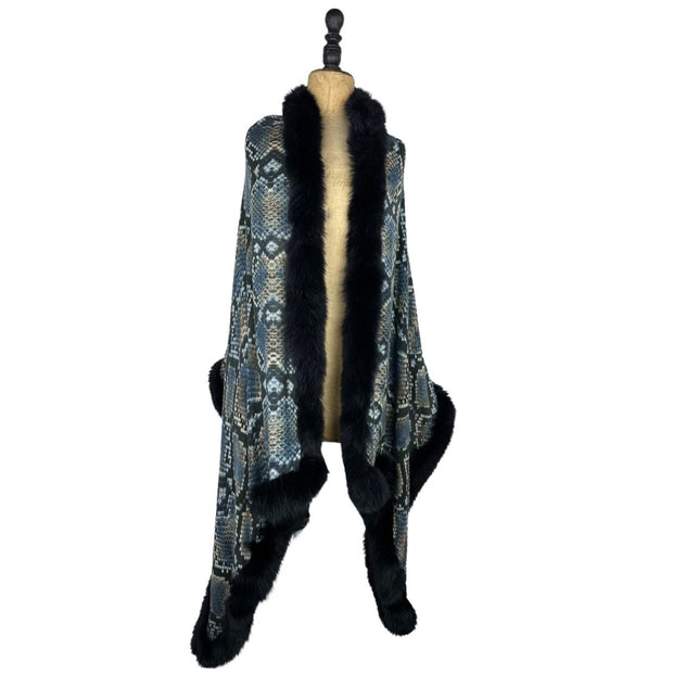 Snakeskin Print Scarf with Full Trim