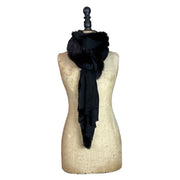 Plain Colour Cashmere Blend Scarf With One Side Fur