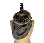 Feather Print Silk & Cashmere Scarf with Central Fur