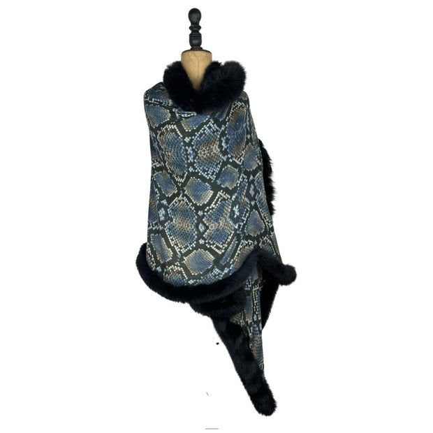 Snakeskin Print Scarf with Full Trim