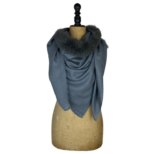 Cwm Valley Square Scarf with Central Fur