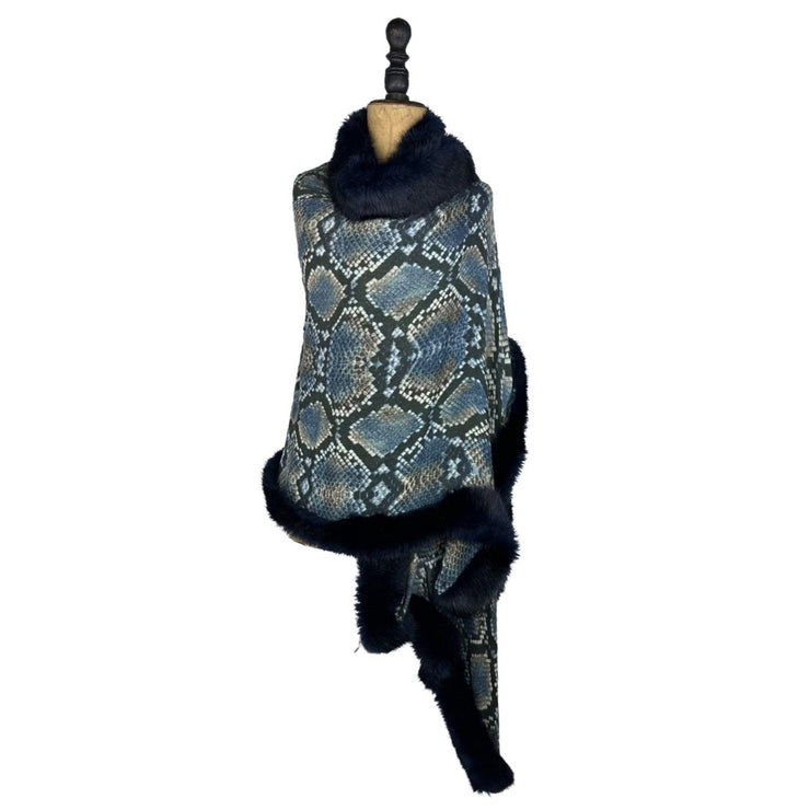 Snakeskin Print Scarf with Faux Full Trim