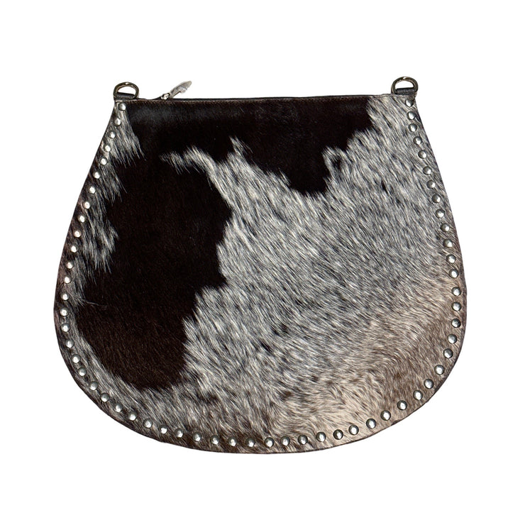 Real Hide & Leather Studded Edge Hobo Bag