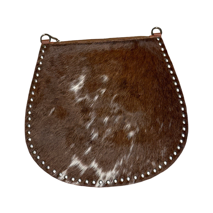 Real Hide & Leather Studded Edge Hobo Bag