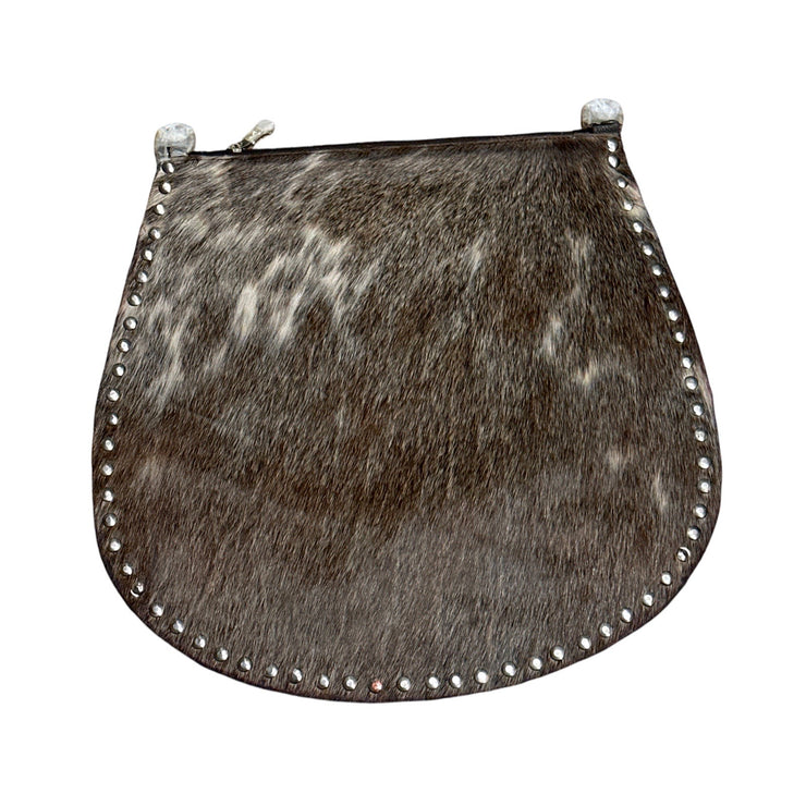 Real Hide & Leather Studded Edge Hobo Bag