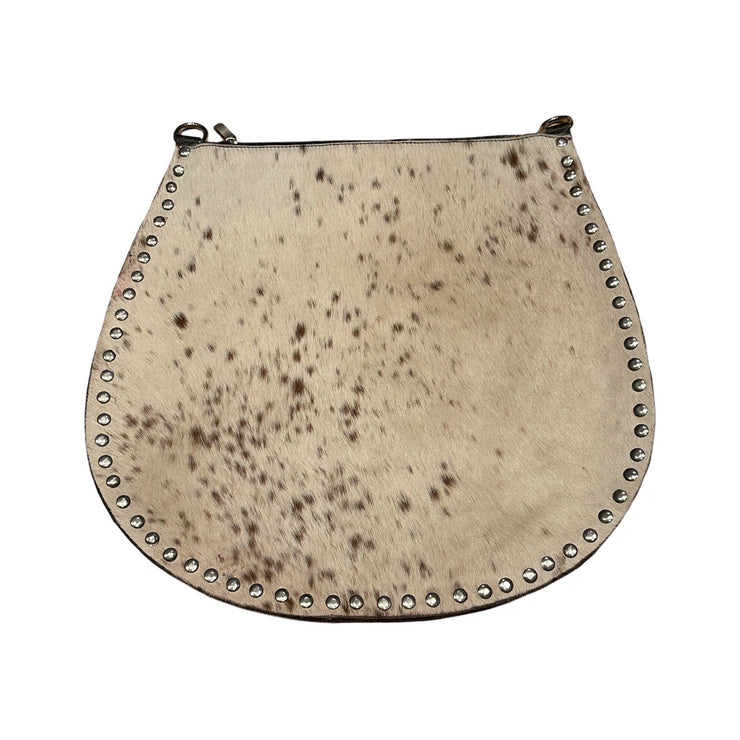 Real Hide & Leather Studded Edge Hobo Bag