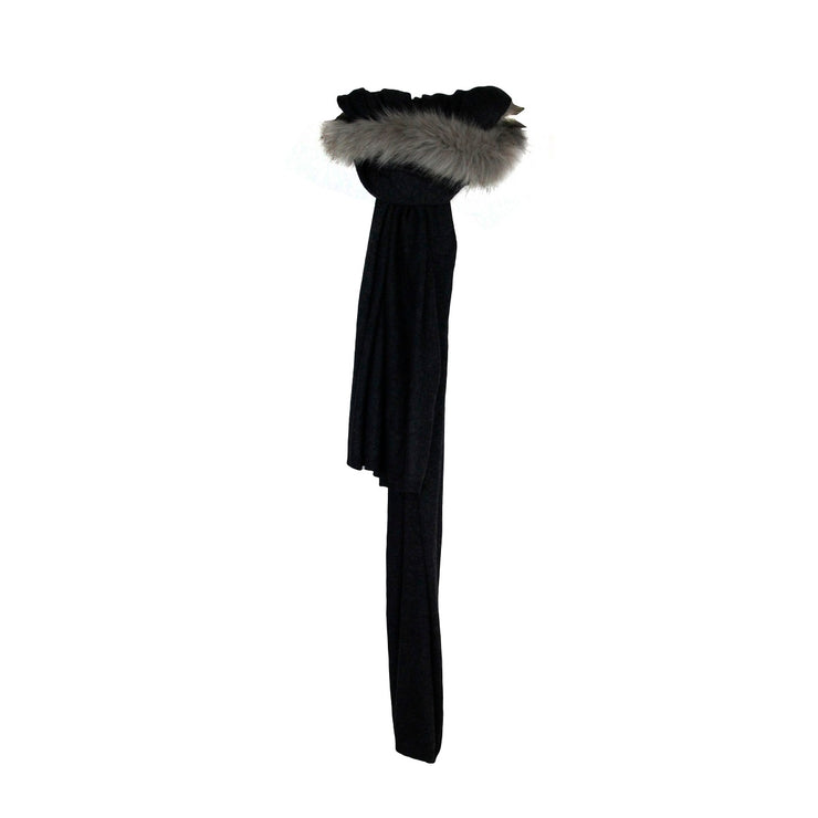Cashmere Blend Wrap with Detachable Faux Fur Collar