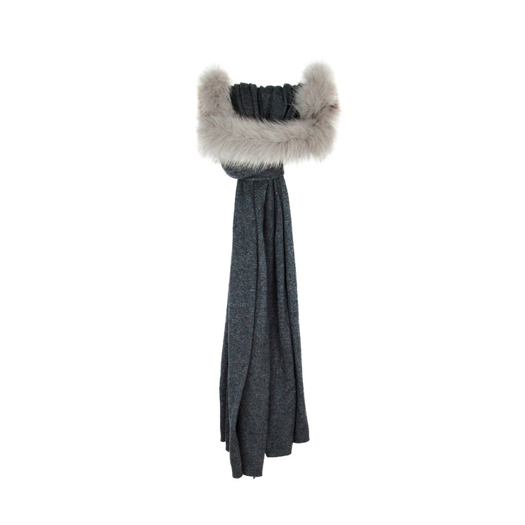 Cashmere Blend Wrap with Detachable Faux Fur Collar