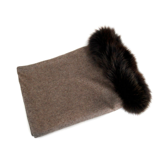 Cashmere Blend Wrap with Detachable Fur Collar